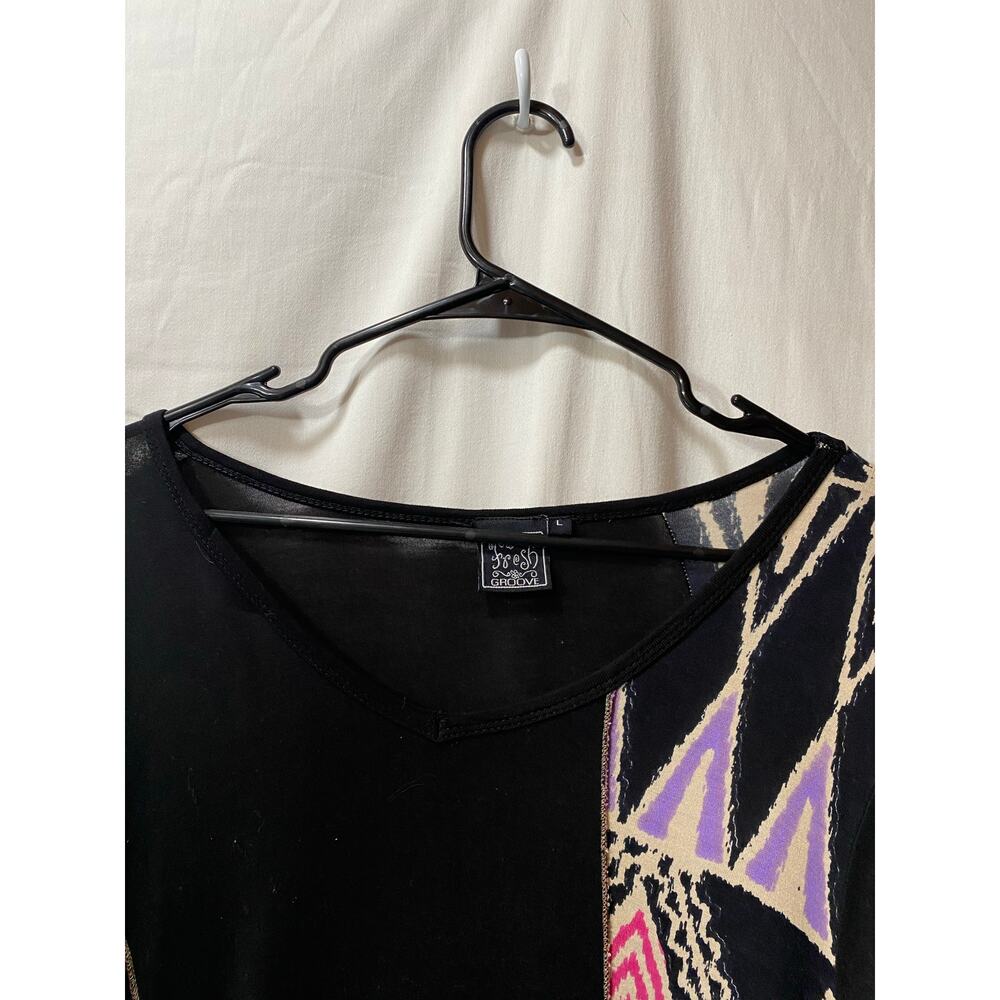 Fresh Groove Pieced Black Art to Wear Artsy Lagenlook Tunic Large - Picture 6 of 8